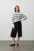 PAULA STRIPED OFF THE SHOULDER SWEATER
