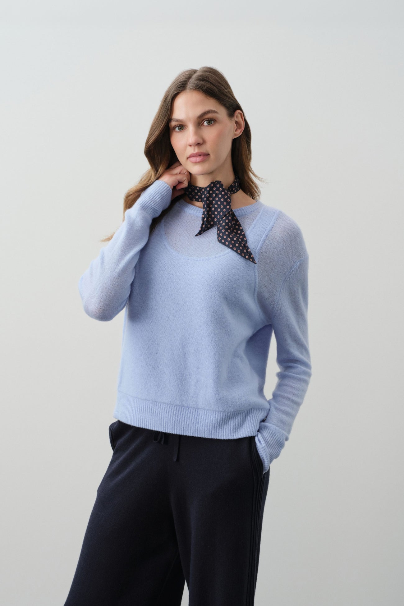 RAFAELA TROMPE L'OEIL CASHMERE CREWNECK