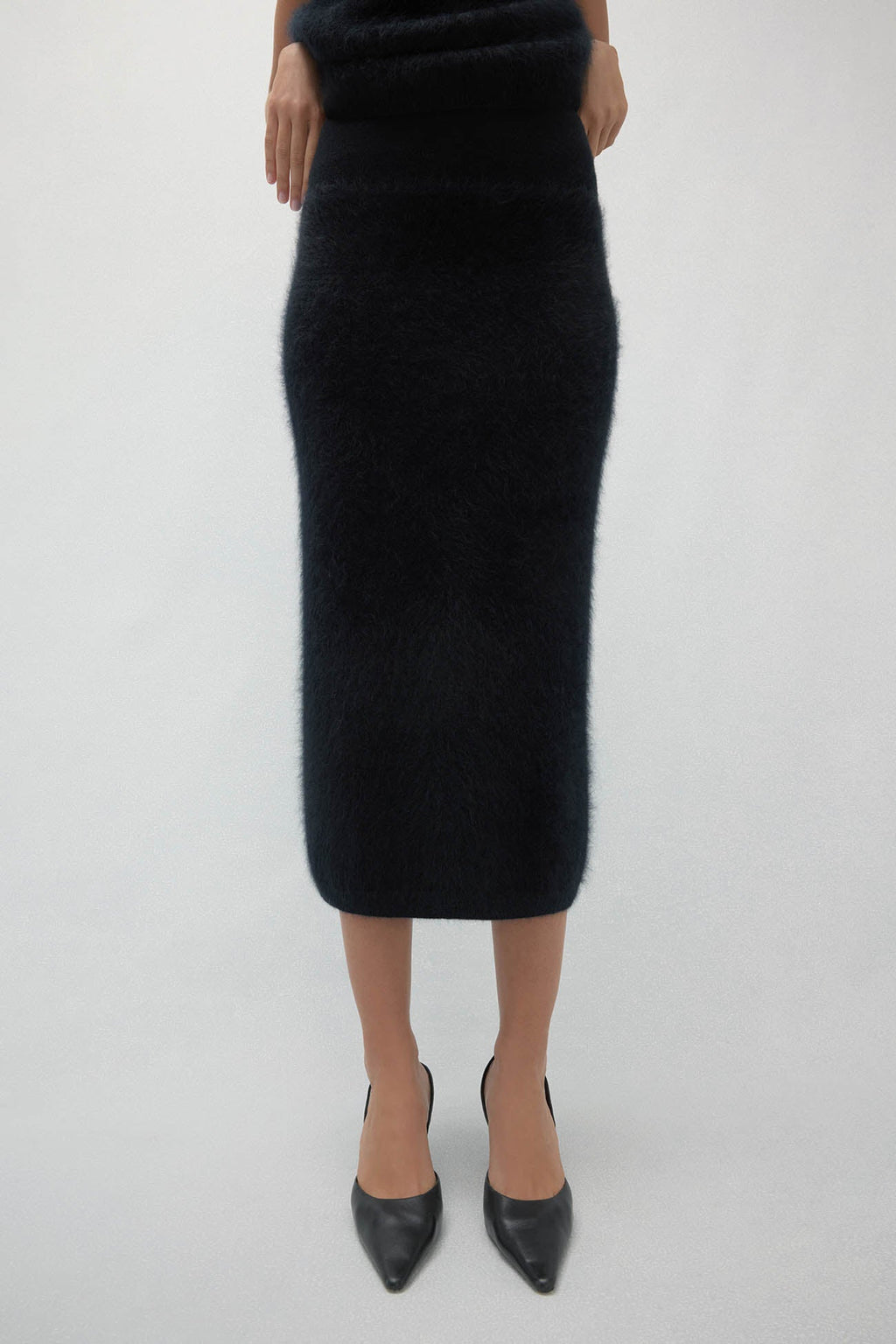 FRANCESCA BRUSHED CASHMERE MIDI SKIRT