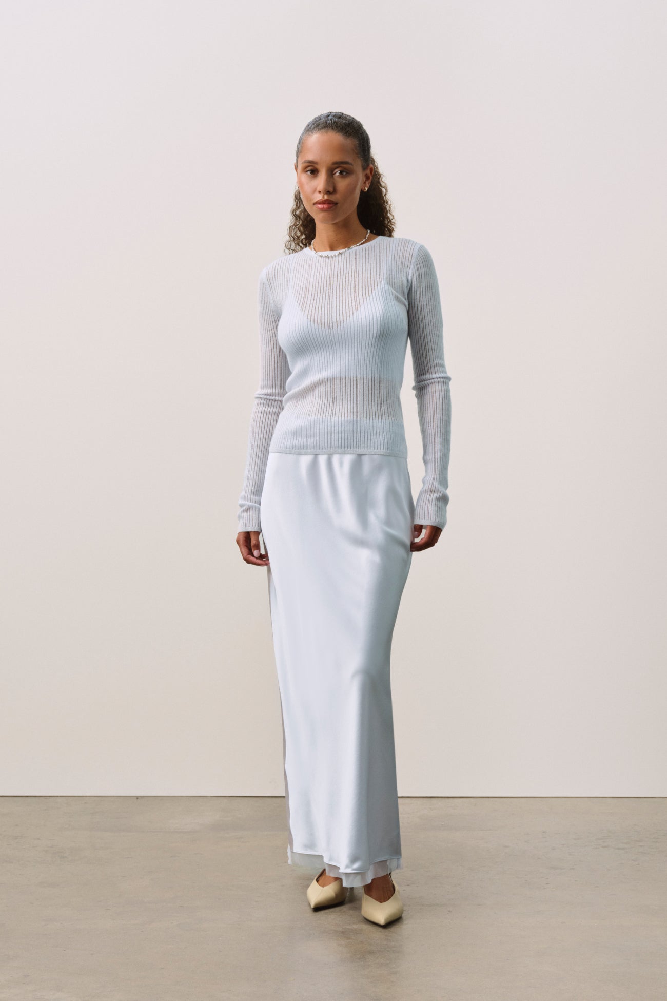 MABLE TRELLIS LONG SLEEVE CASHMERE TEE