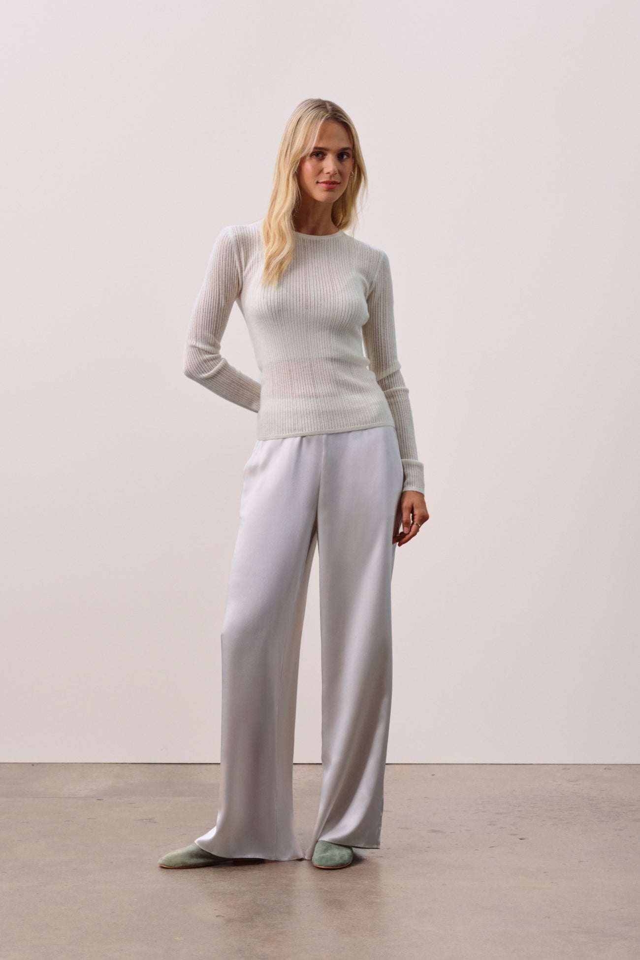 MABLE TRELLIS LONG SLEEVE CASHMERE TEE