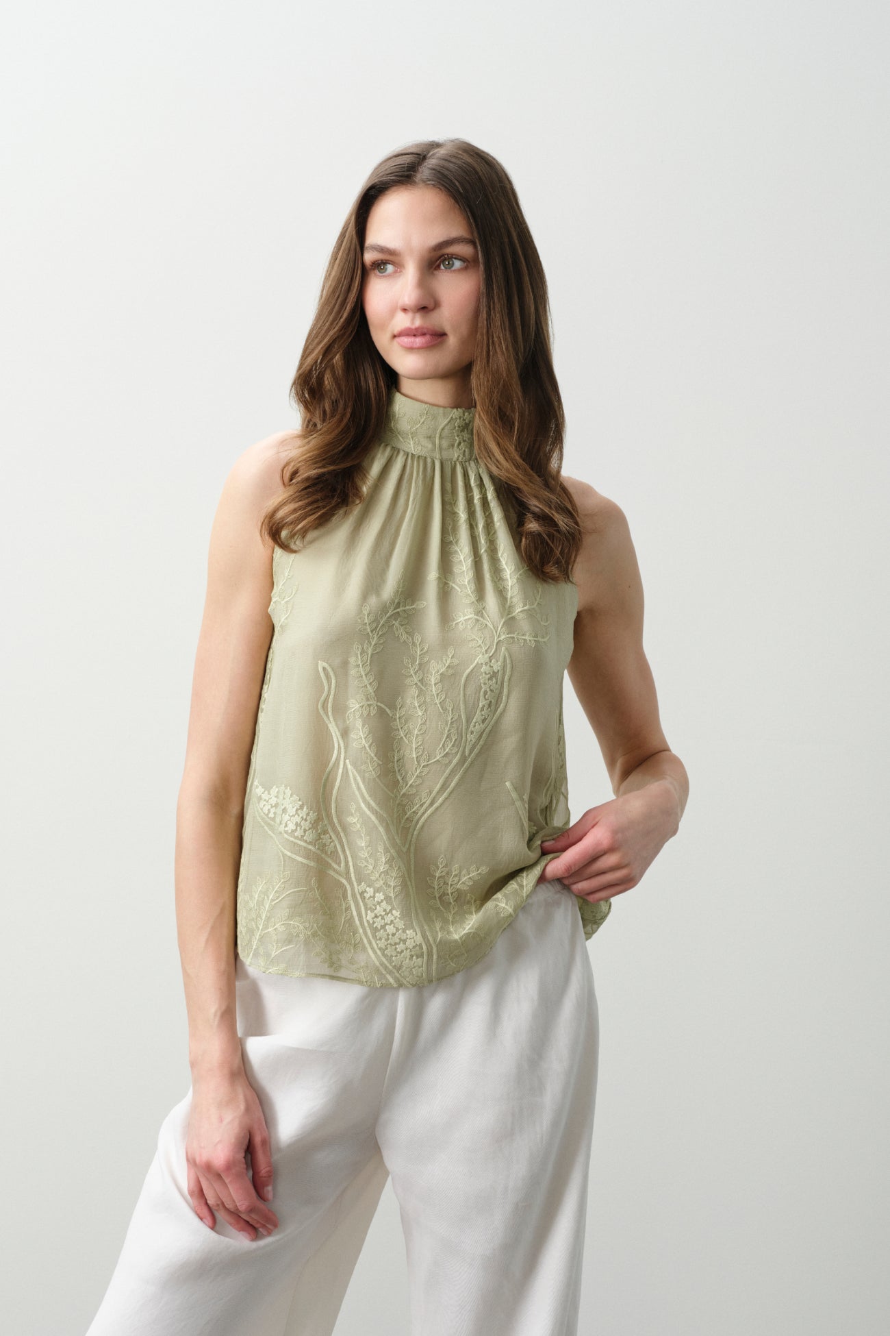 CASSIA FLORAL SILK CHIFFON HALTER TOP
