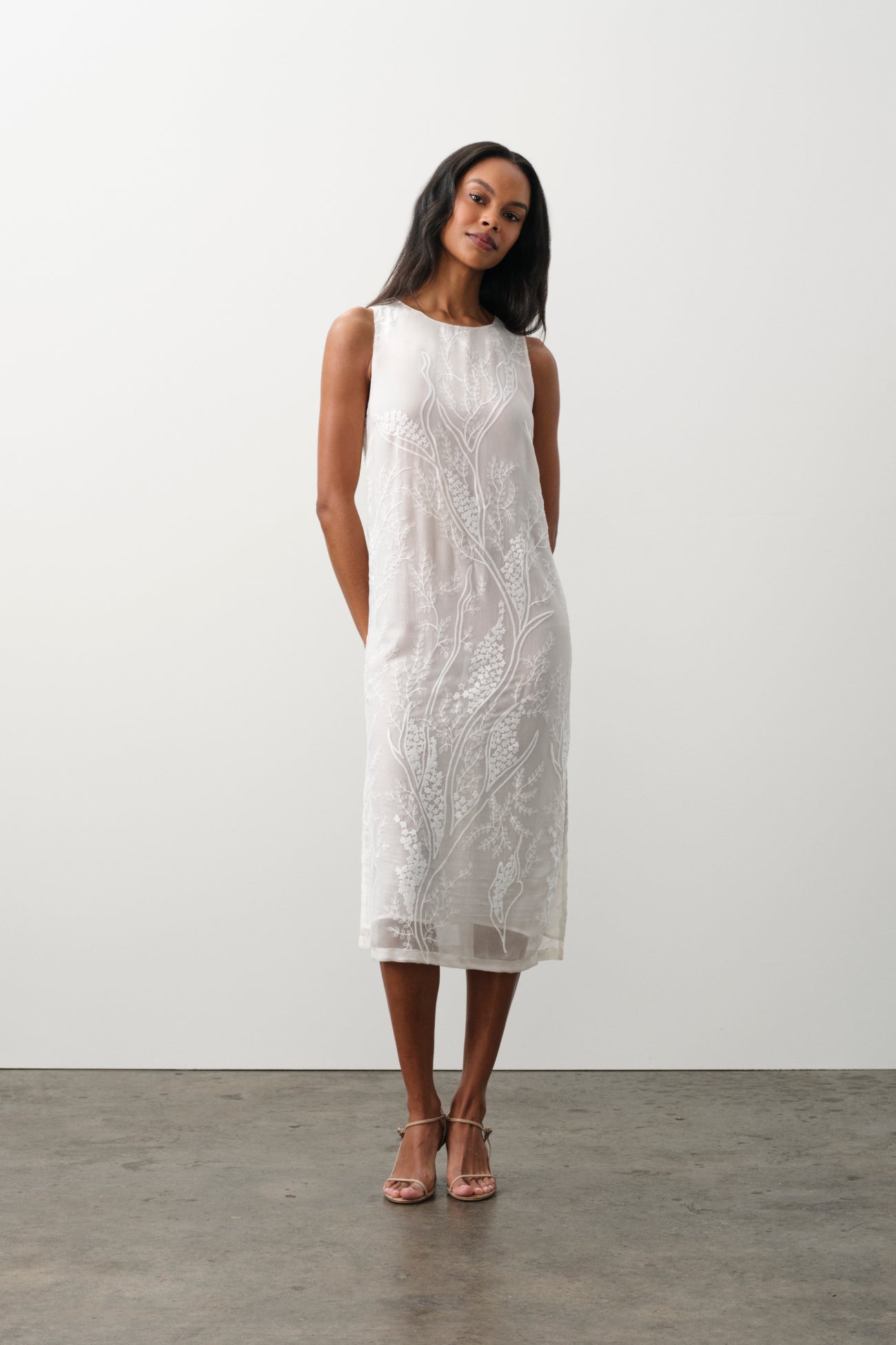 GILLIAN FLORAL SILK CHIFFON MIDI DRESS