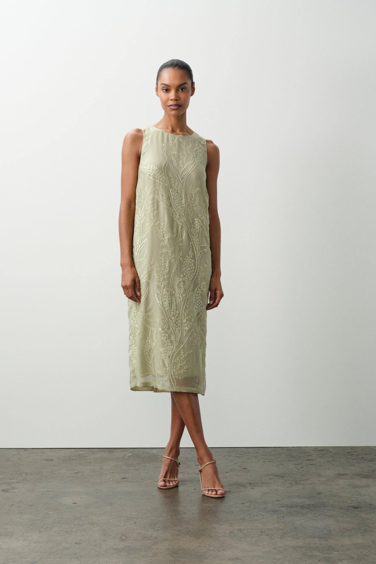 GILLIAN FLORAL SILK CHIFFON MIDI DRESS